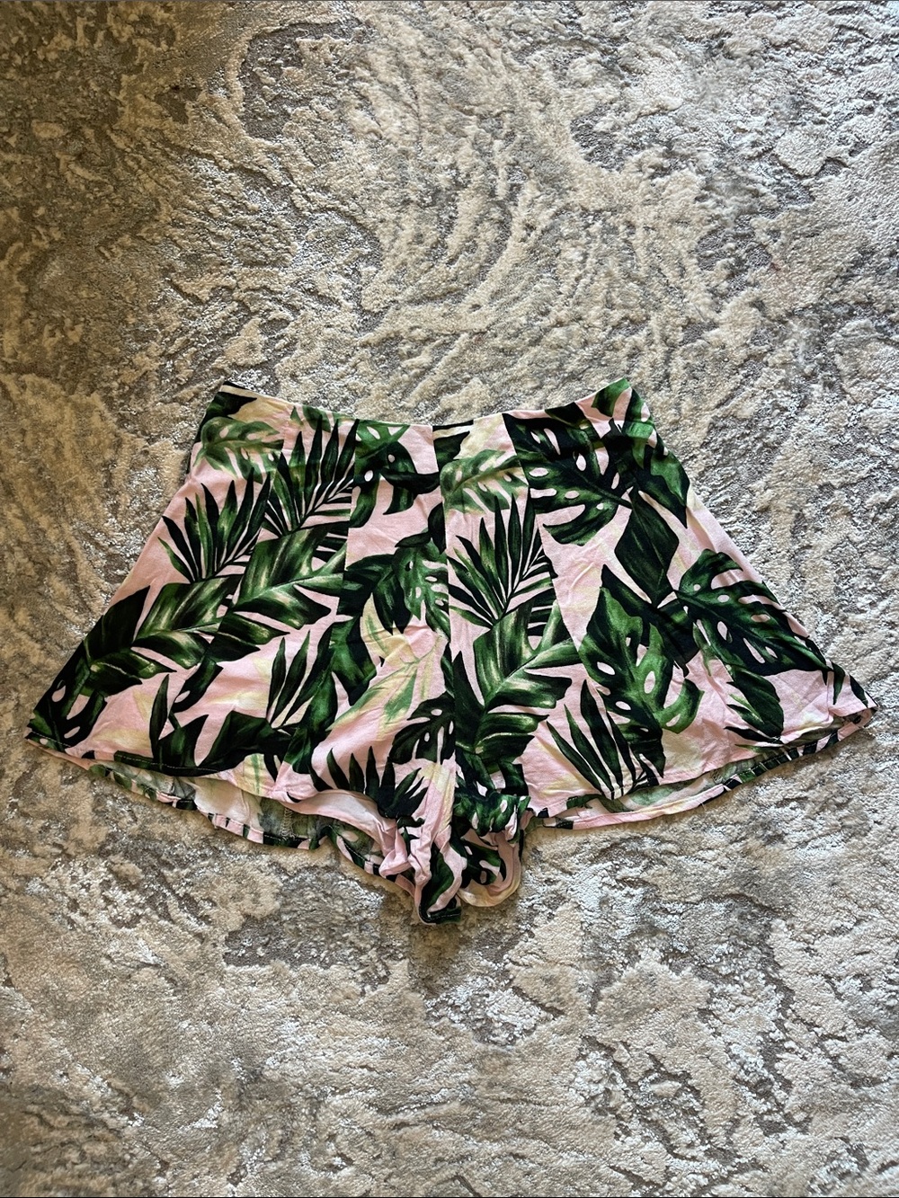 Lush Pink Tropical Leaf Flowy Shorts